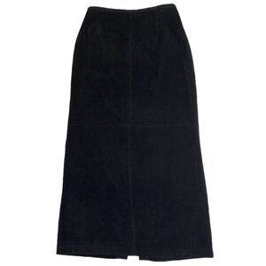 Norton Mcnaughton Black Straight Faux Suede Midi Skirt‎ sz 6